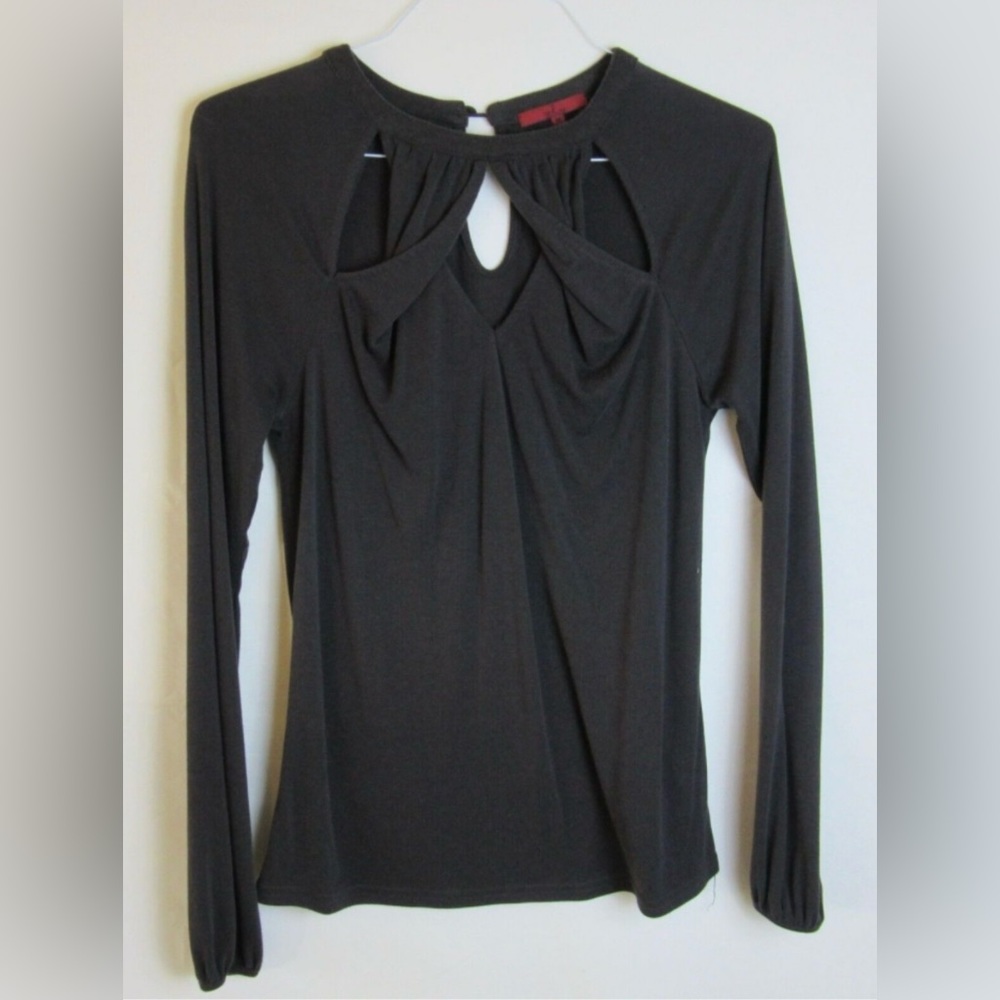 Red by BKE Black Ribbed Long Sleeved Shirt Cut Out